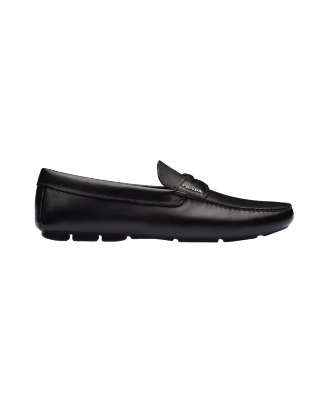 PRADA Leather Slip-on Loafers-3