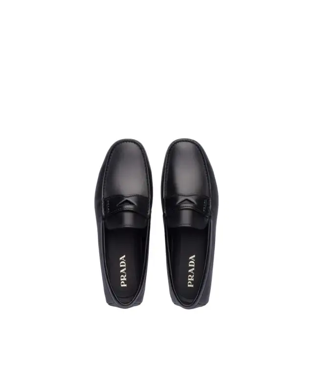 PRADA Leather Slip-on Loafers-5
