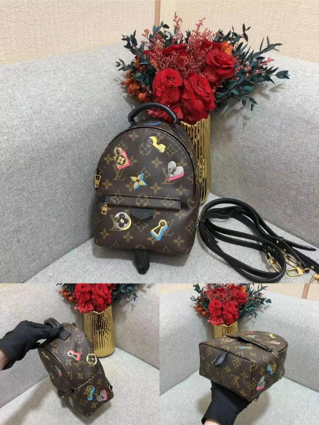 lv老花双肩徽章mini