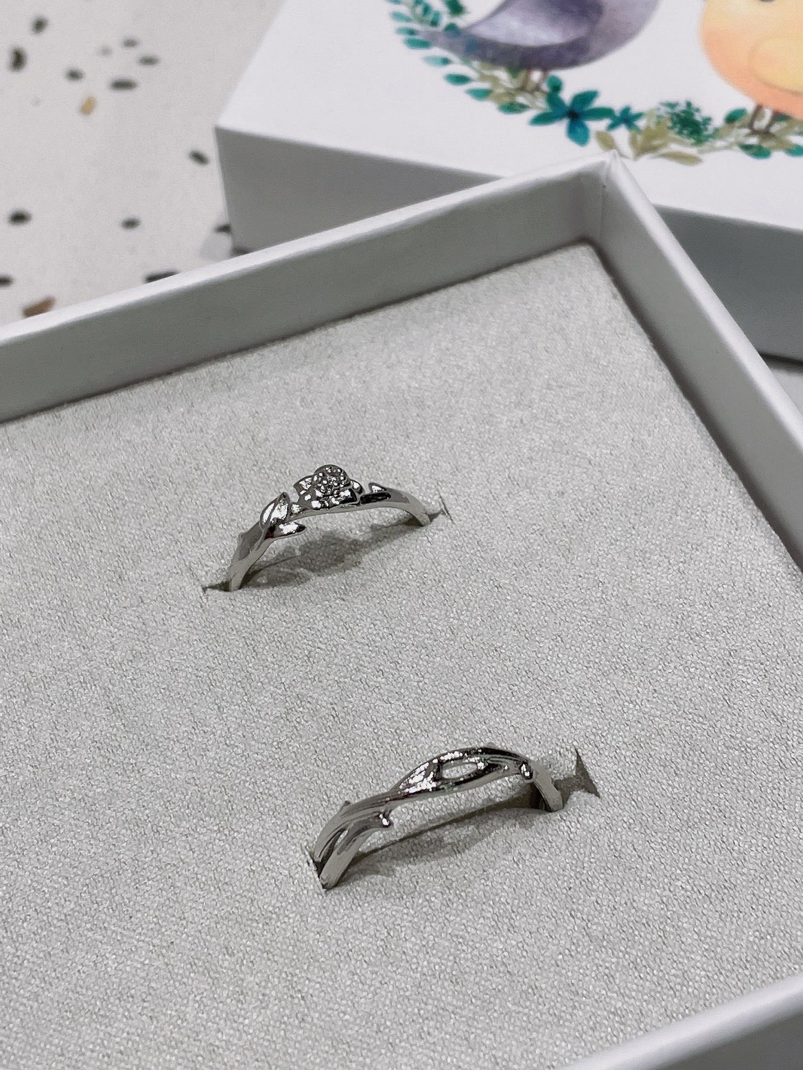 安利!一对敲好看的荆棘玫瑰银戒指