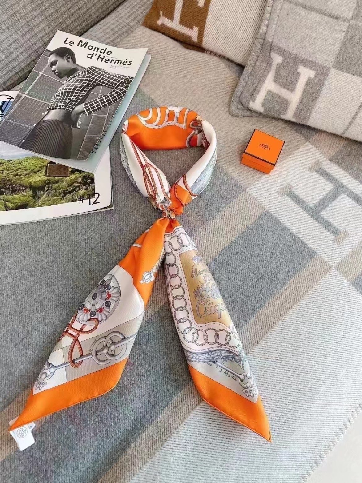 爱马仕90丝巾橙色系列直接闭眼入