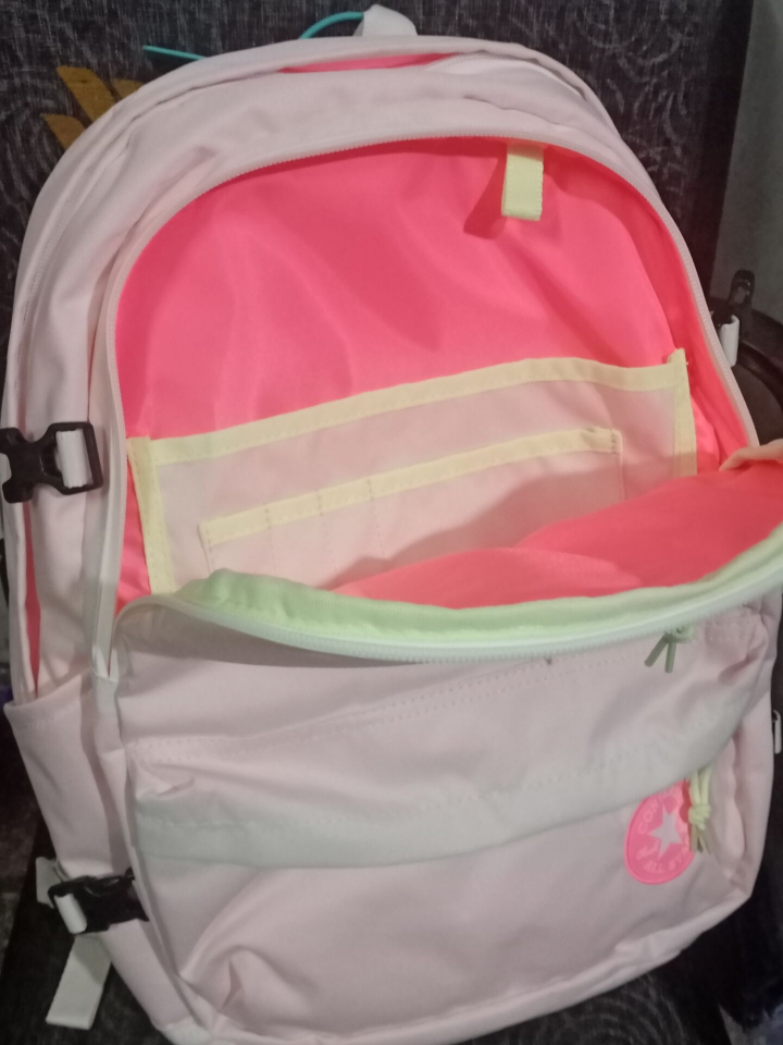 converse匡威 logo徽标贴片 书包背包双肩包 男女同款 奶白色