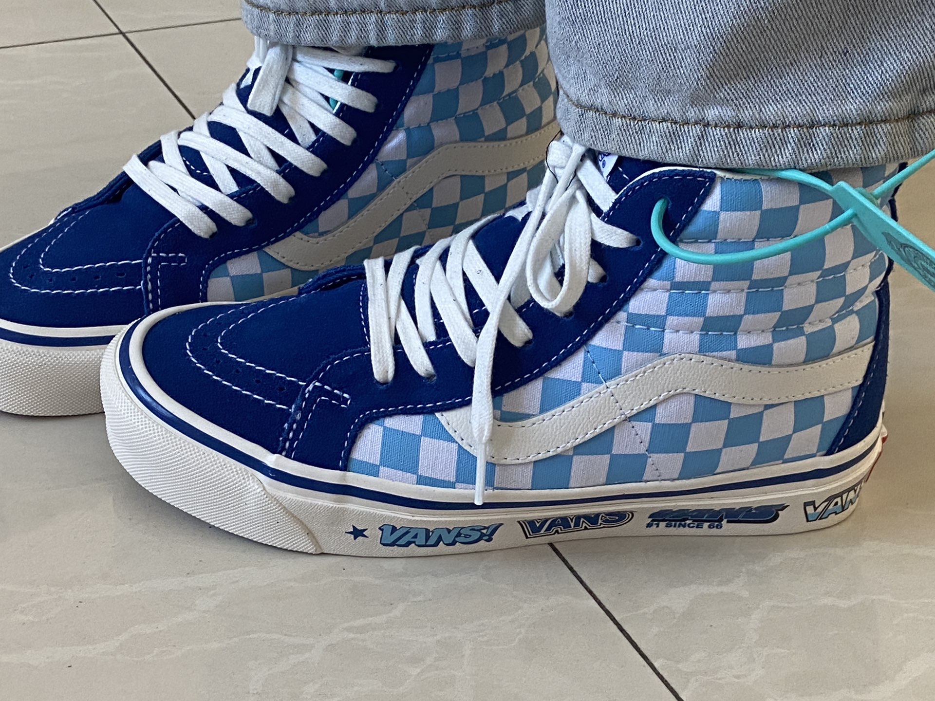 vans sk8 hi 38 dx 安纳海姆 蓝白棋盘格