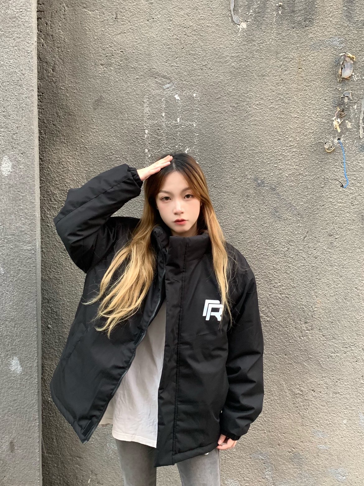 百搭立领魔术贴加厚棉服外套男女同款