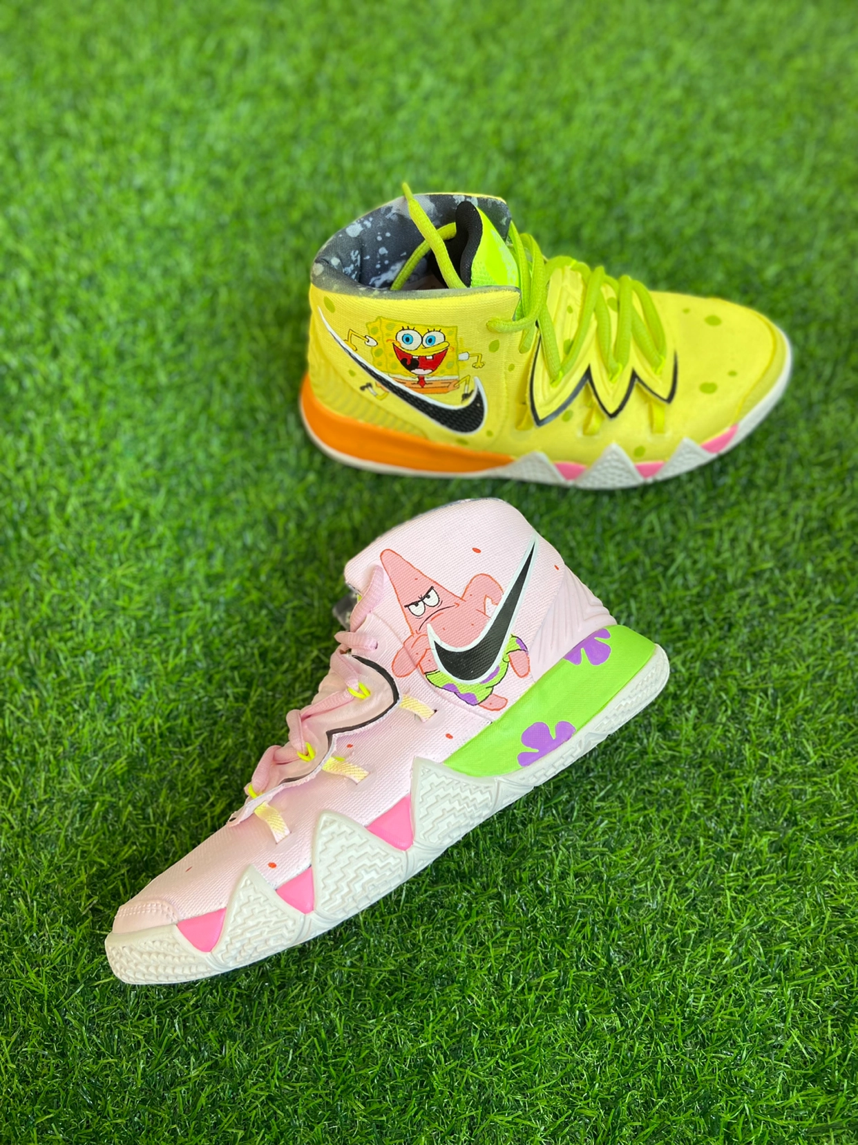 给弟弟画的海绵宝宝派大星球鞋