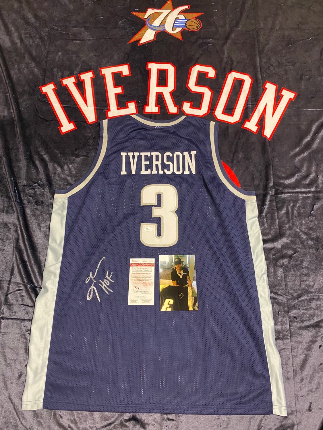 艾弗森 乔治城大学亲笔签名球衣