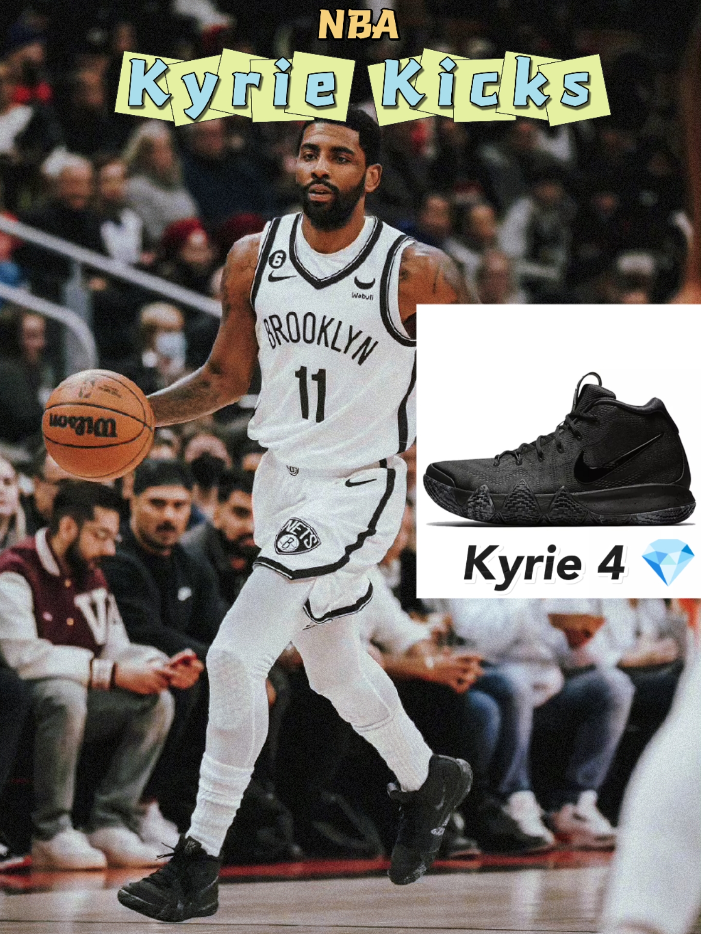 欧文比赛再次上脚kyrie 4 黑武士96