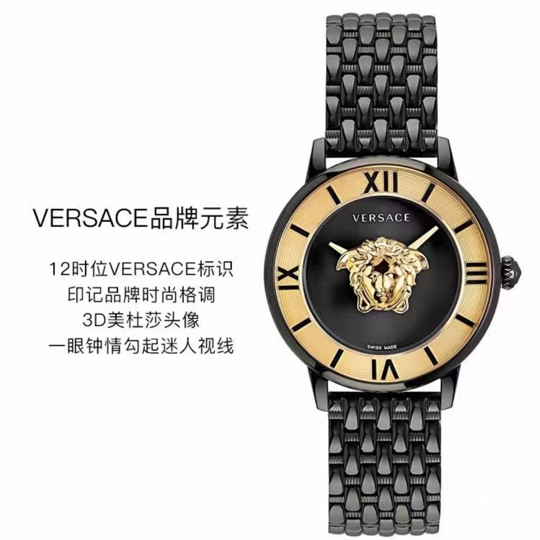 范思哲 la medusa系列,表径38mm,悬浮3d美杜莎头像,两层水晶表镜之间