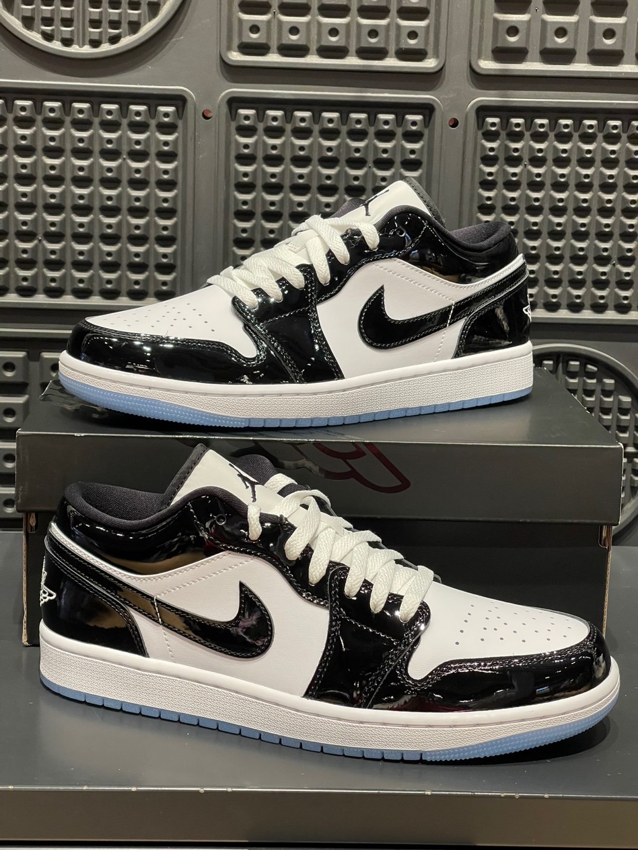 aj1 low漆皮黑白熊猫