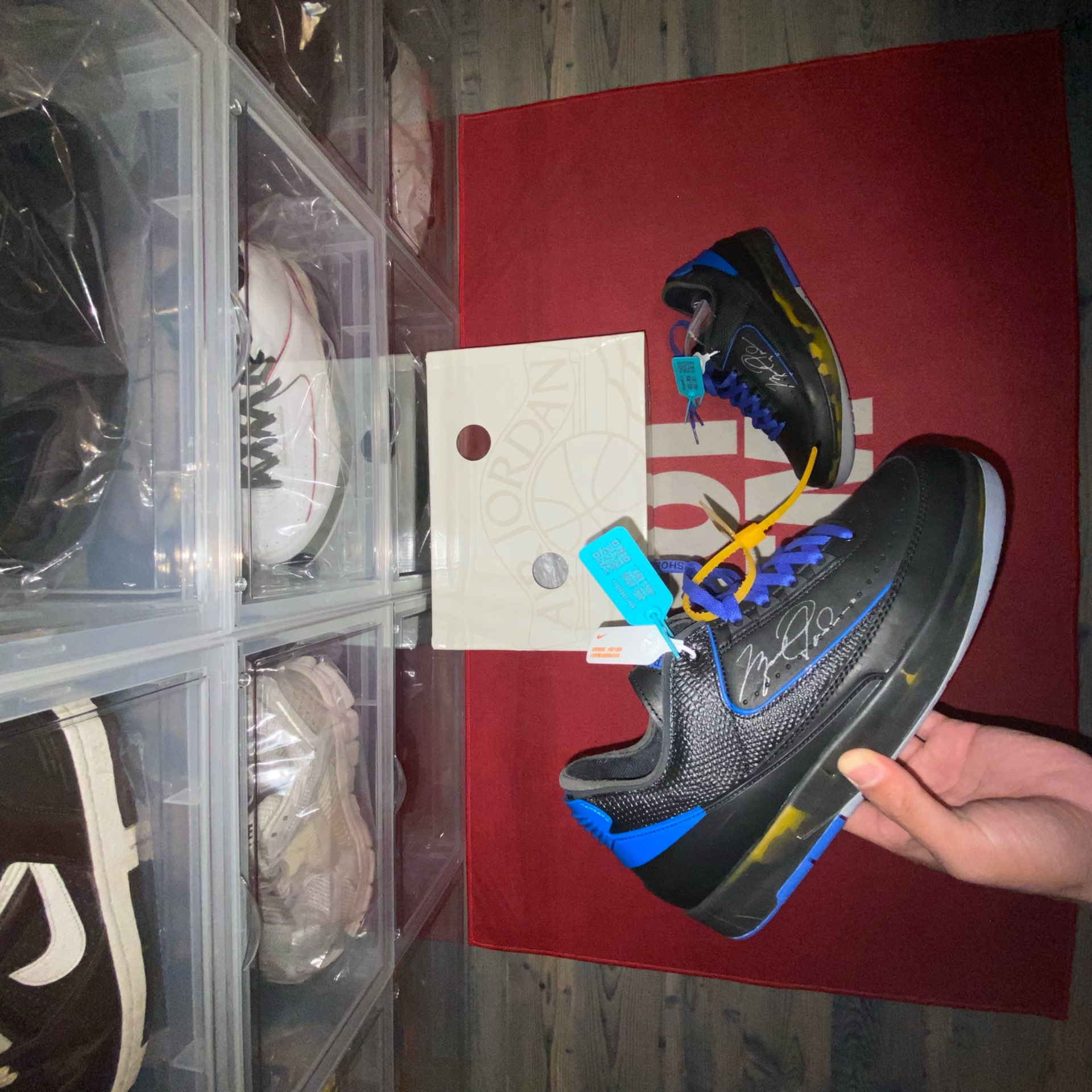 custom review-OFF WHITE X Jordan Air Jordan 2 Retro Low Black And Varsity Royal