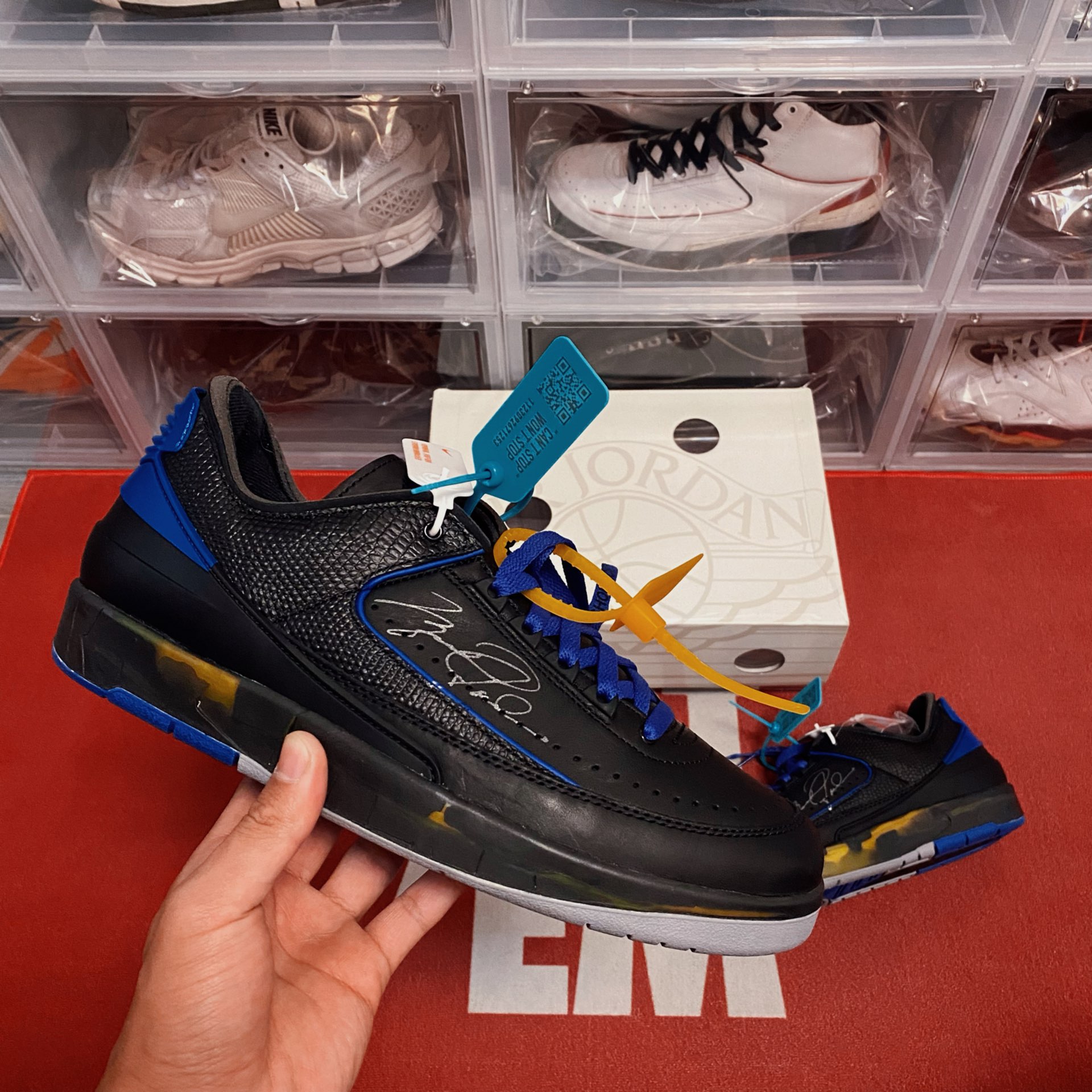 custom review-OFF WHITE X Jordan Air Jordan 2 Retro Low Black And Varsity Royal
