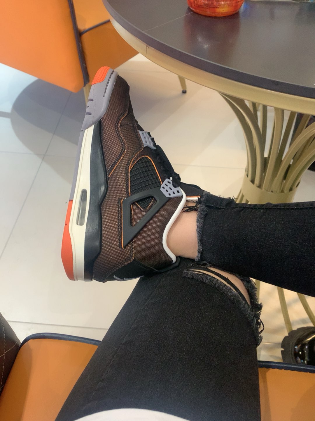 custom review-Jordan Air Jordan 4 Retro SE 'Starfish' Mid Top Винтажные баскетбольные кроссовки Женские Черный Оранжевый