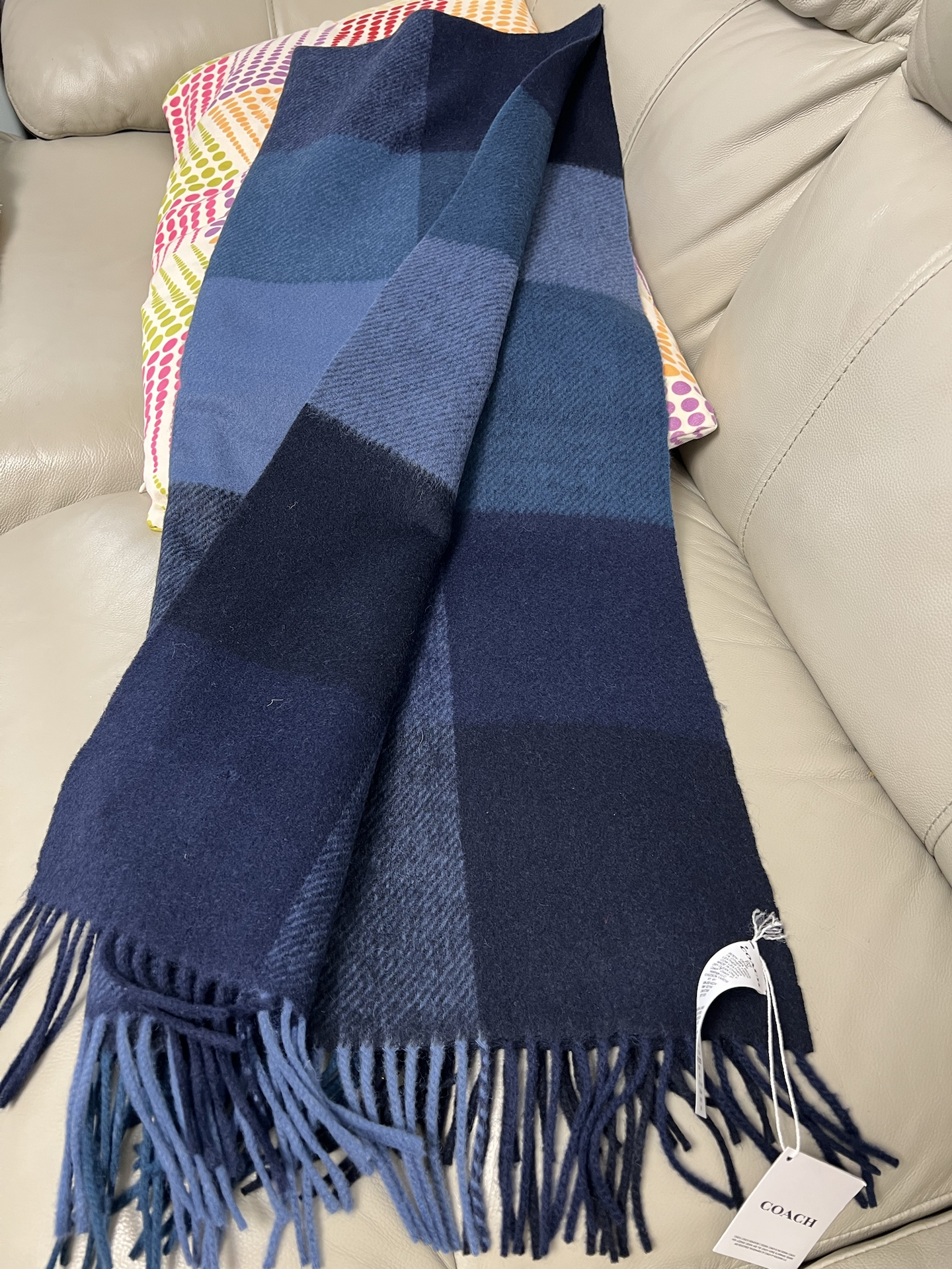 尺寸:183cmx61cm, coach蔻驰 格子 羊毛 绒线围巾 男女同款情侣款