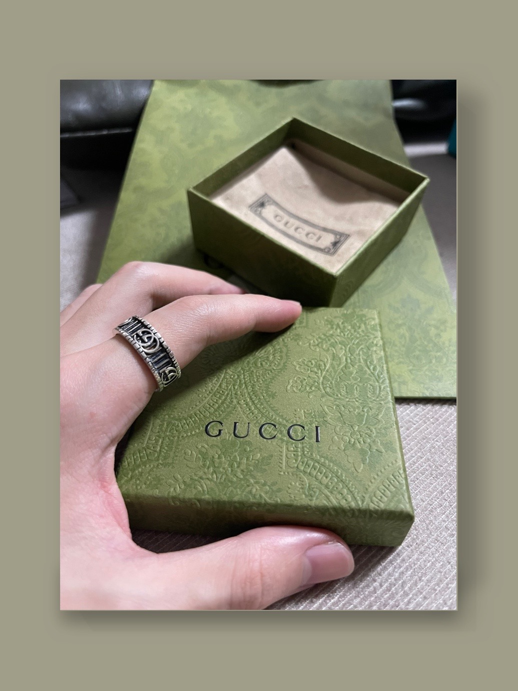 gucci红绿条戒指图片