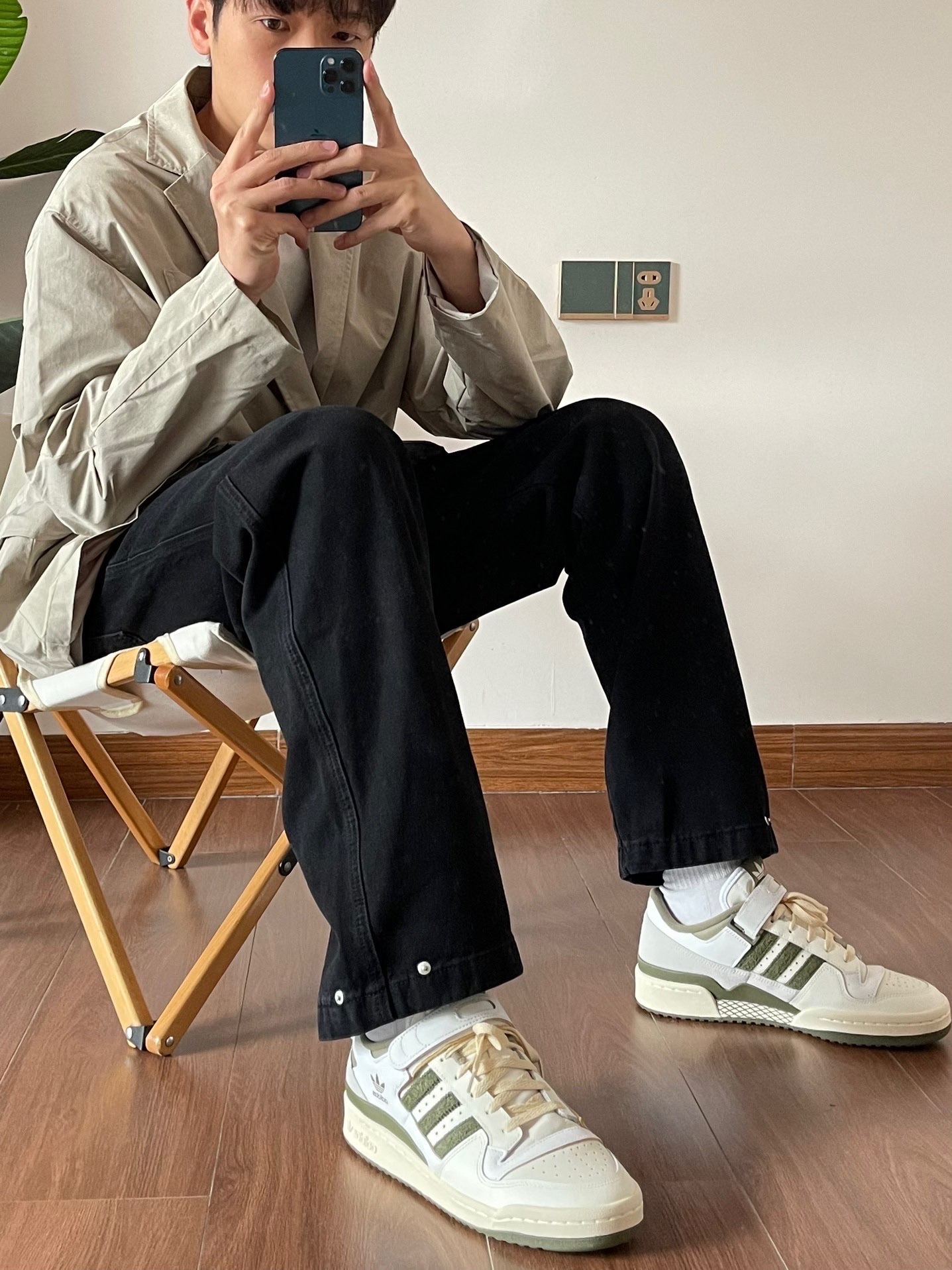 ootd 浅卡其色机能西装搭配黑色长裤真的太帅了!