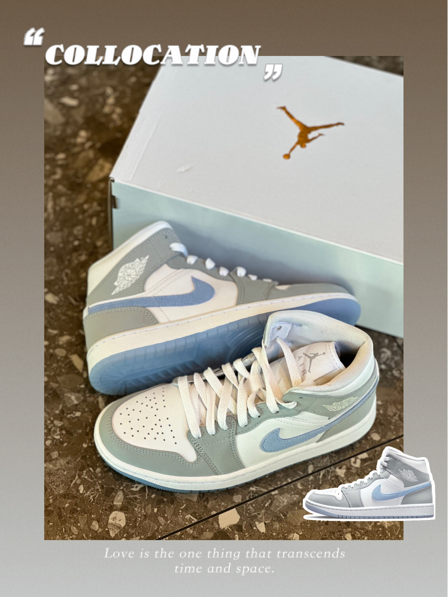 今天带来这双素有【小迪奥】之称的aj1 烟灰冰蓝 白/烟灰的配色很耐看