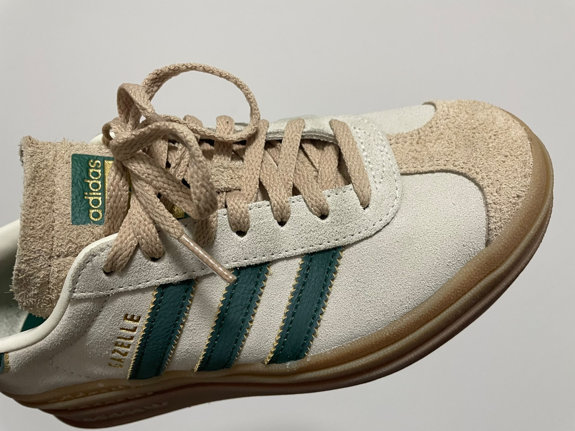 custom review-Adidas Gazelle Bold Magic Beige Collegiate Green Women's