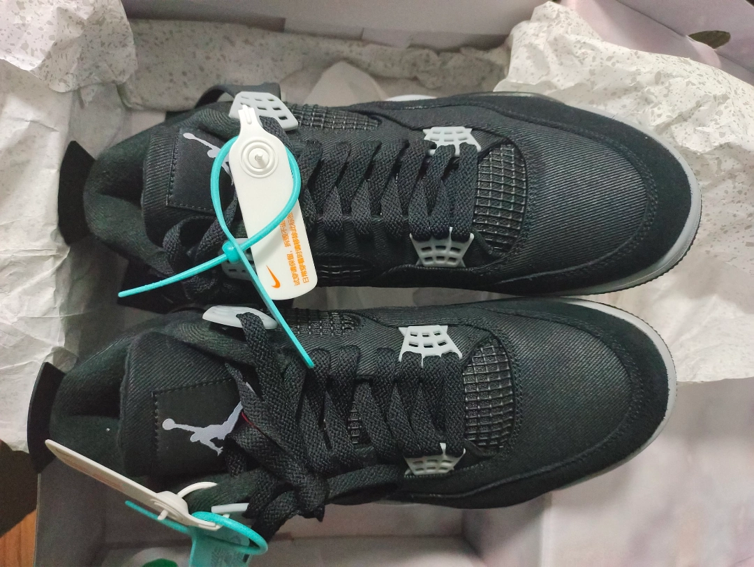 custom review-Jordan Air Jordan 4 Retro SE 'Черный Холст' MID Топ Винтажные Баскетбольные Кроссовки Унисекс Черный