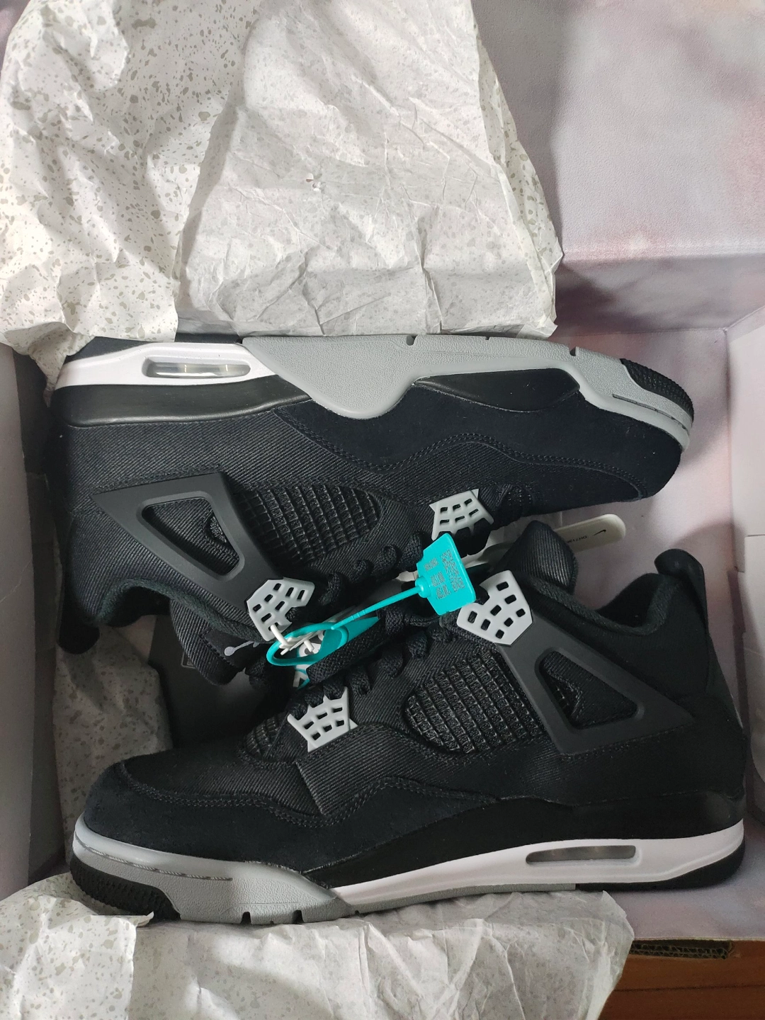 custom review-Jordan Air Jordan 4 Retro SE 'Черный Холст' MID Топ Винтажные Баскетбольные Кроссовки Унисекс Черный