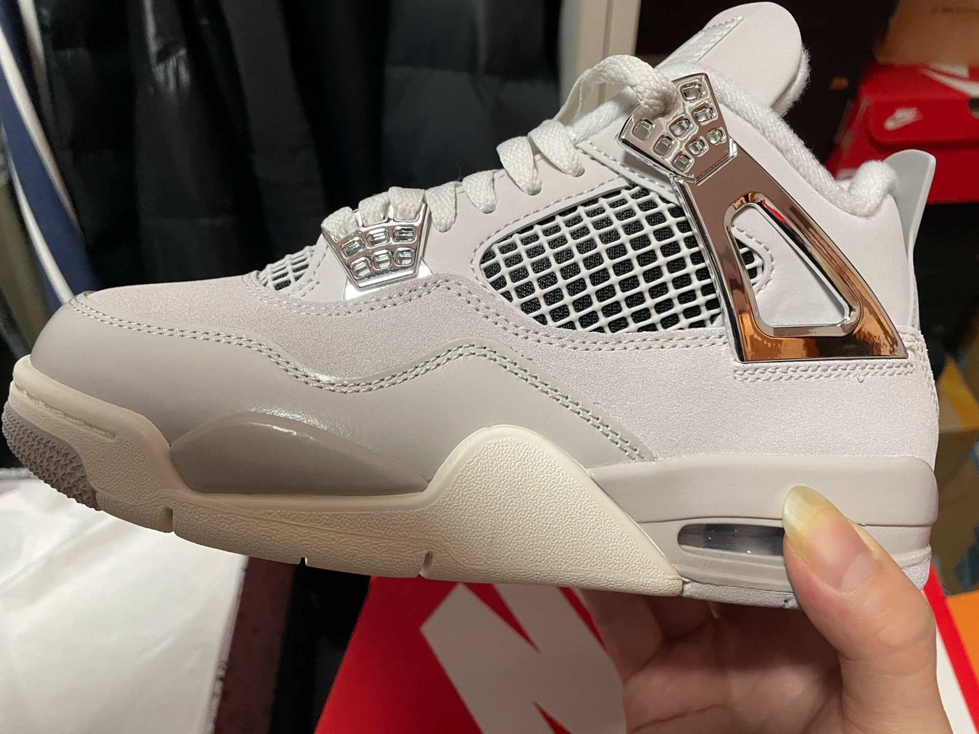 custom review-Jordan Air Джордан 4 'Свет Лимонит' 'Холодное сердце MOMENTS' MID Топ Винтажные баскетбольные кроссовки Женские Серый