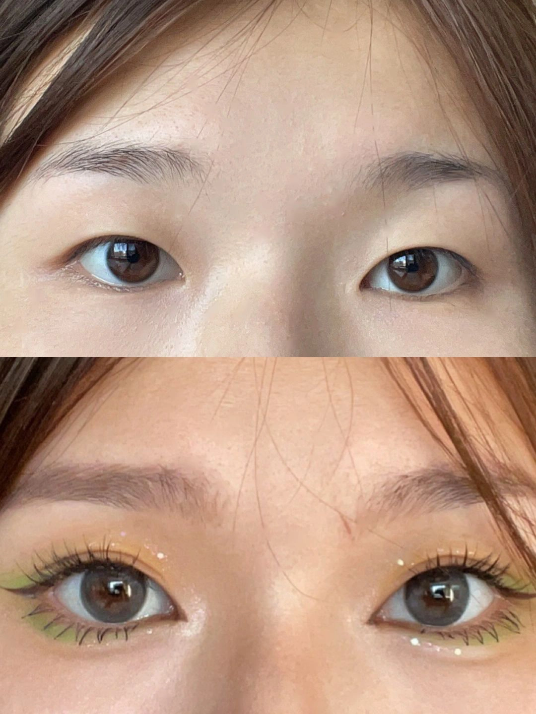 单眼皮杏眼 绿色眼妆