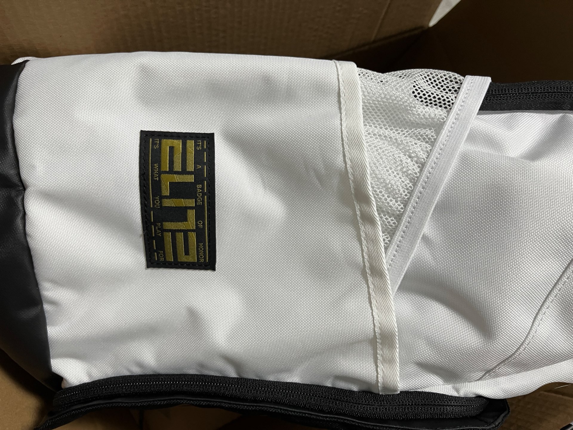 custom review-Nike Hoops Elite 32L Backpack White/Gold/Black
