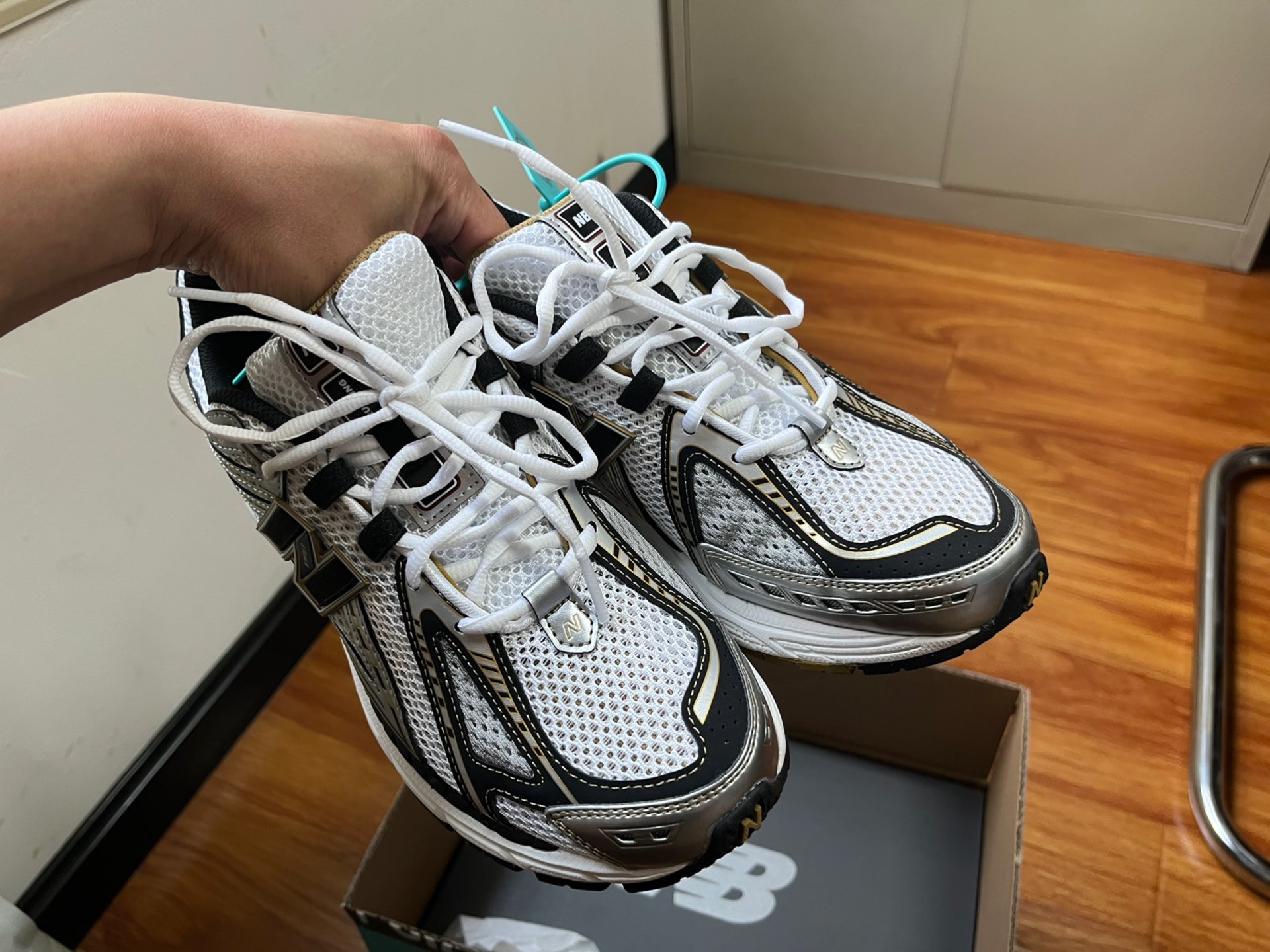 custom review-New Balance 1906R 'White/Gold' Sneakers