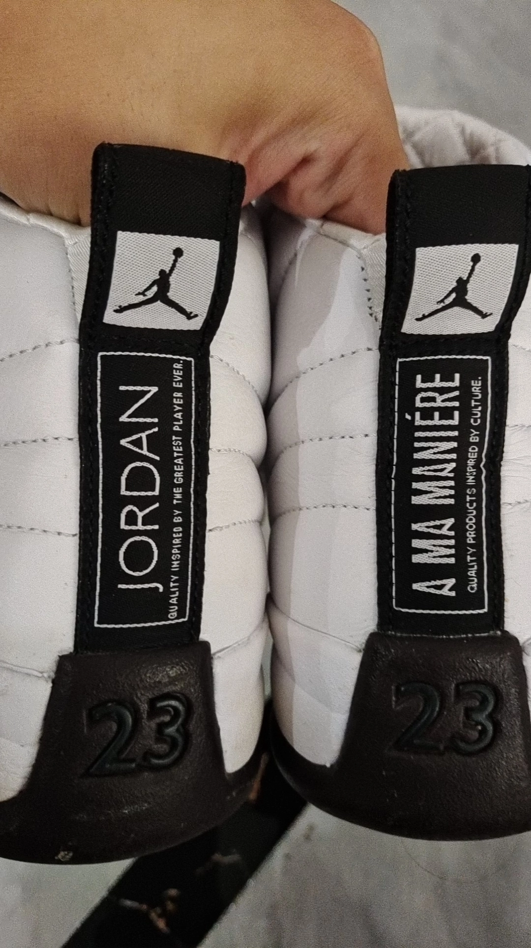 custom review-A MA MANIÉRE X JORDAN Air Jordan 12 'Белый' Высокий Топ Винтажные Баскетбольные Кроссовки Женские Белый Бургунди