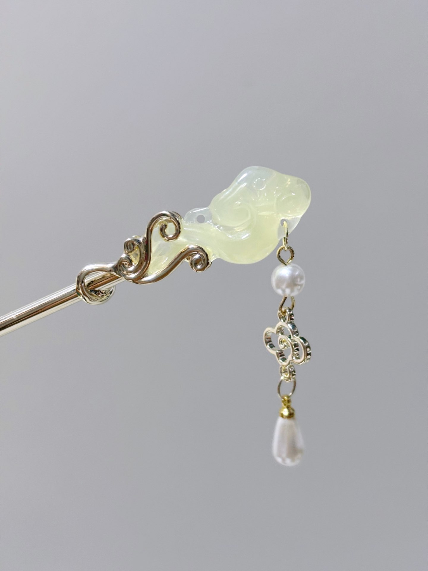 中国风祥云玉如意发簪～真的绝美!