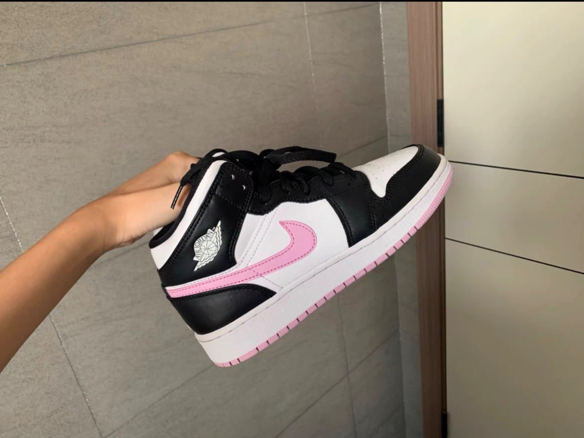custom review-Jordan 1 Mid White Black Light Arctic Pink GS