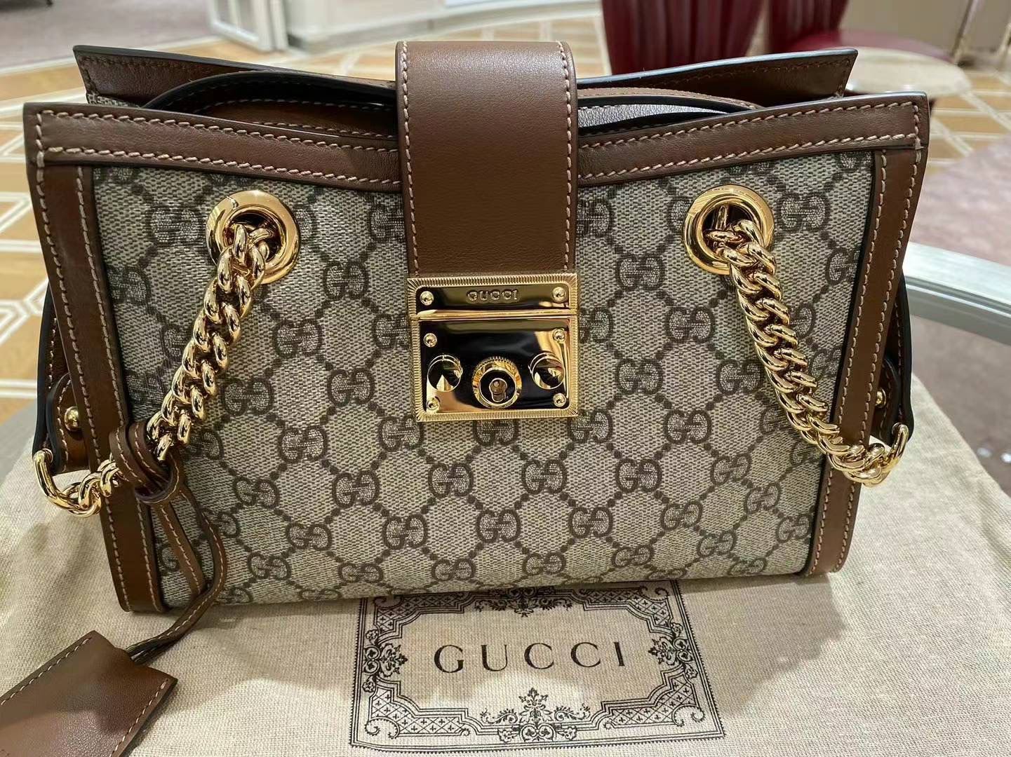 gucci古驰padlock系列小号gg女士单肩肩背包托特包