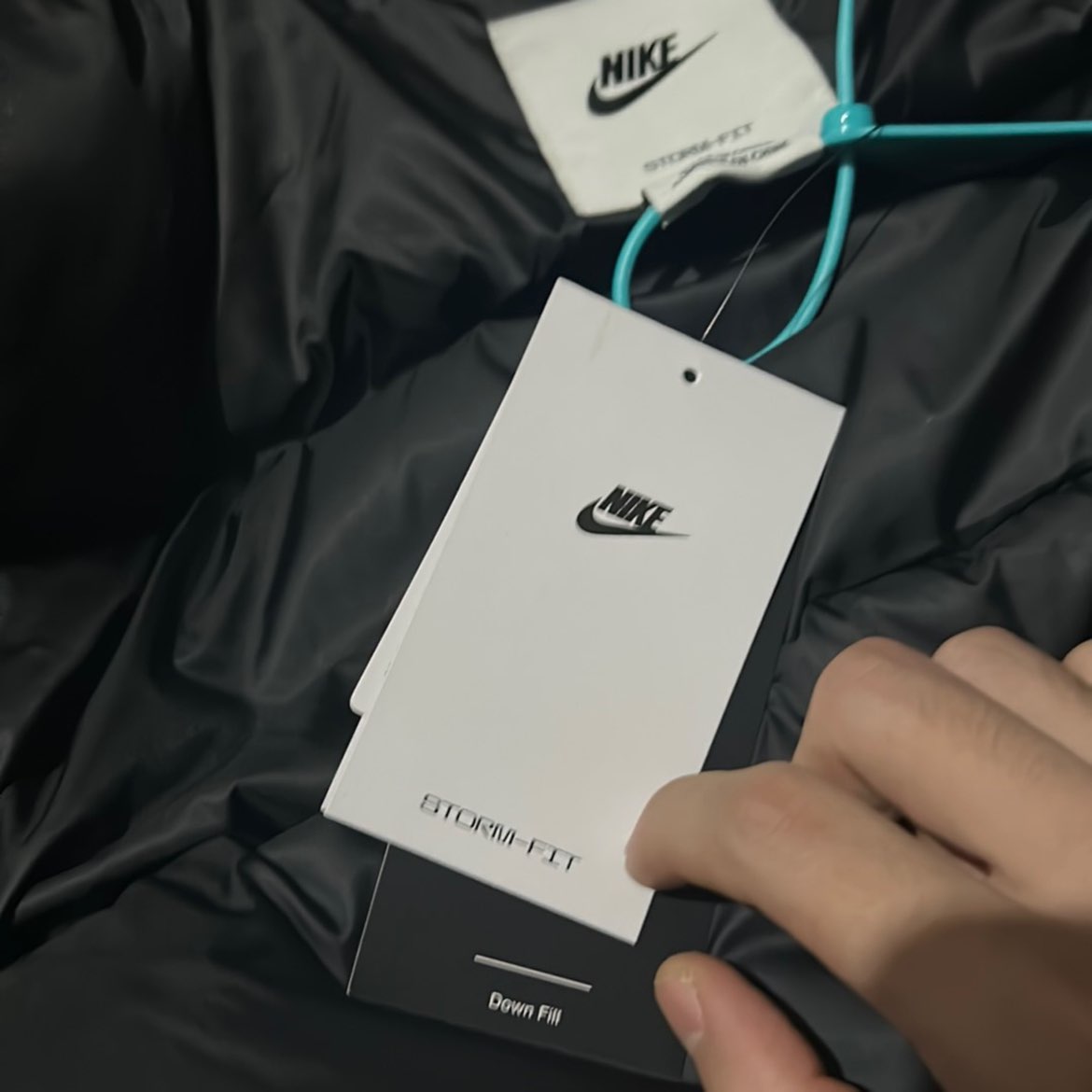 custom review-Nike Men
s Logo Print Zip Up Pocket Hooded Down Jacket Black