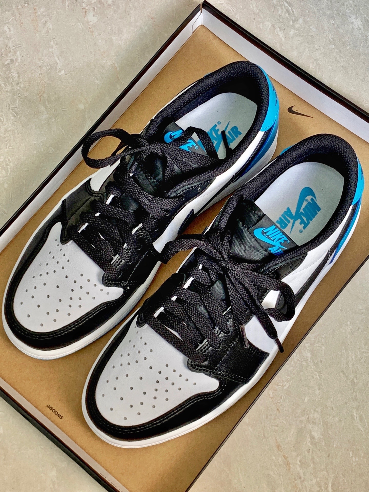 JORDAN 1 Retro Low Og Black Dark Powder Blue - POIZON