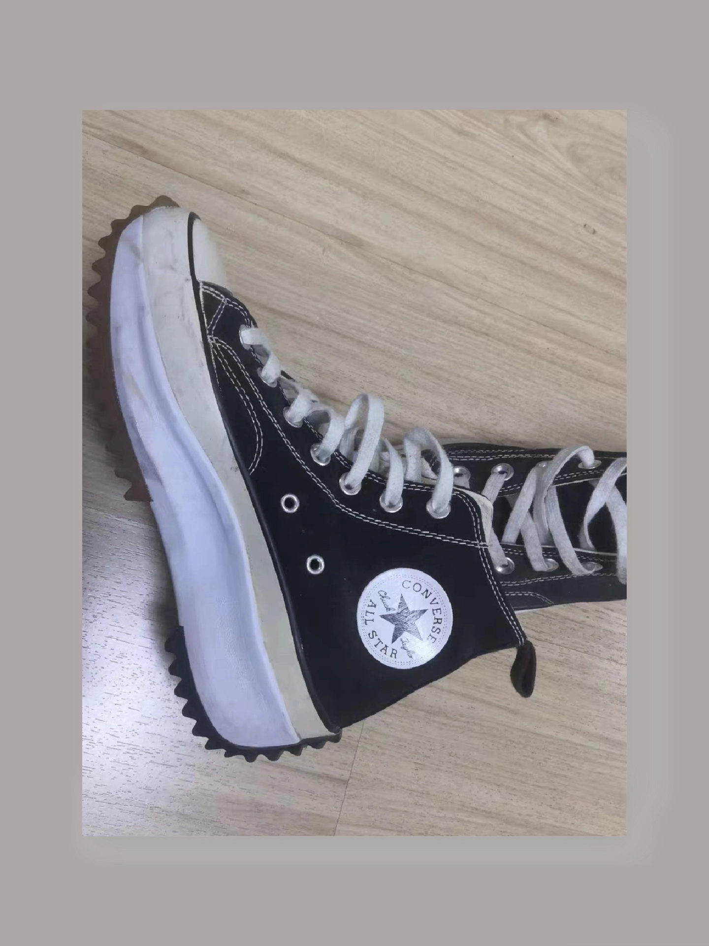 converse run star hike 增高厚底高帮帆布鞋 男女同款 黑白