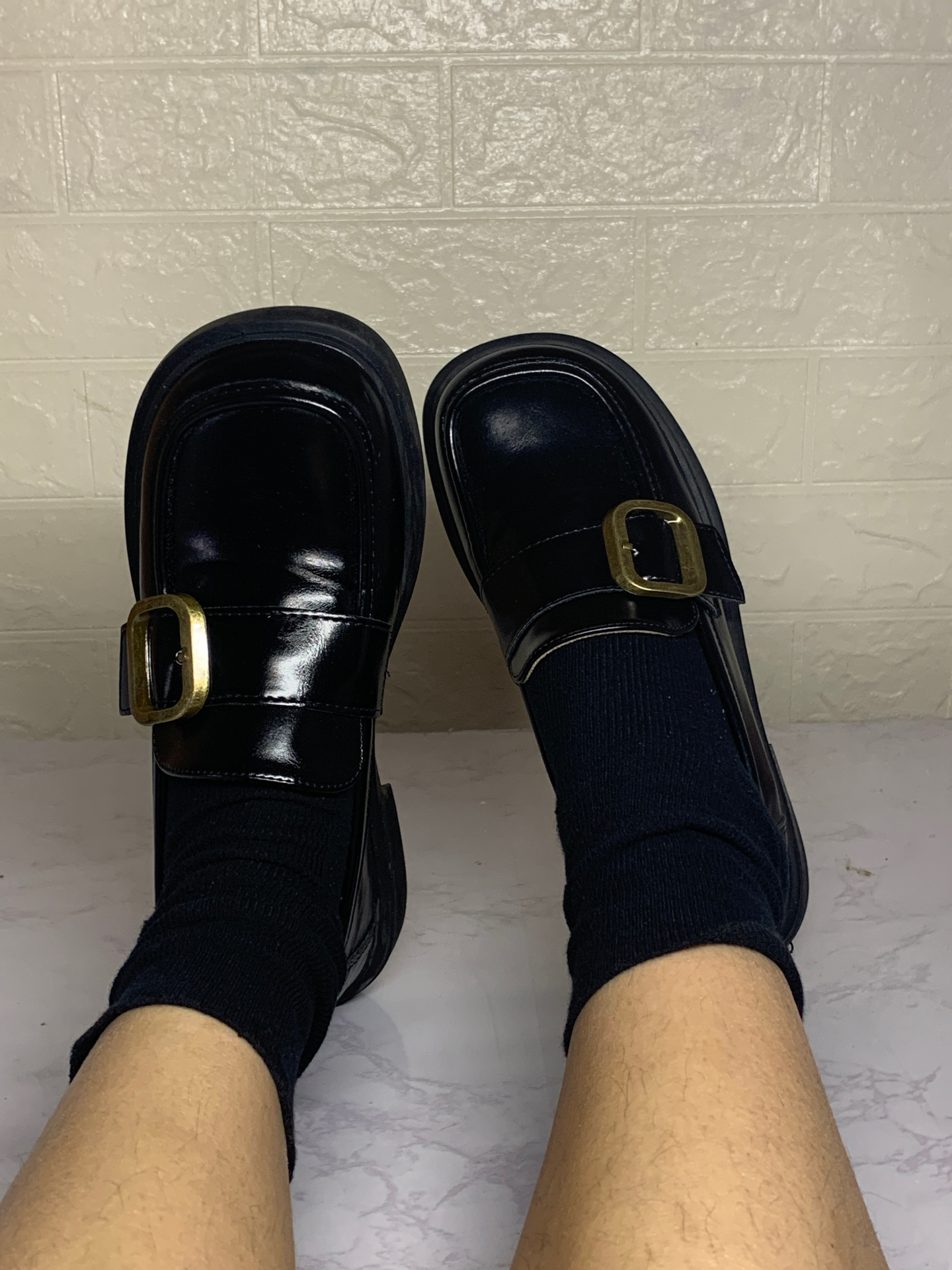 超级可爱的黑色小皮鞋!上脚太乖了!