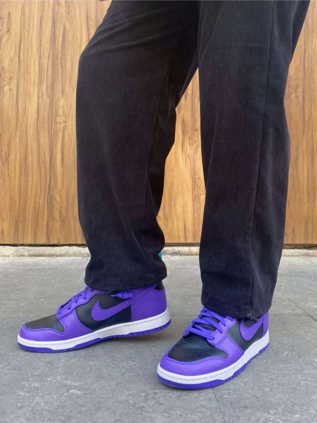 Black Court Court Purple 3s On Feet Nike Dunk High Retro Bttys Tcu