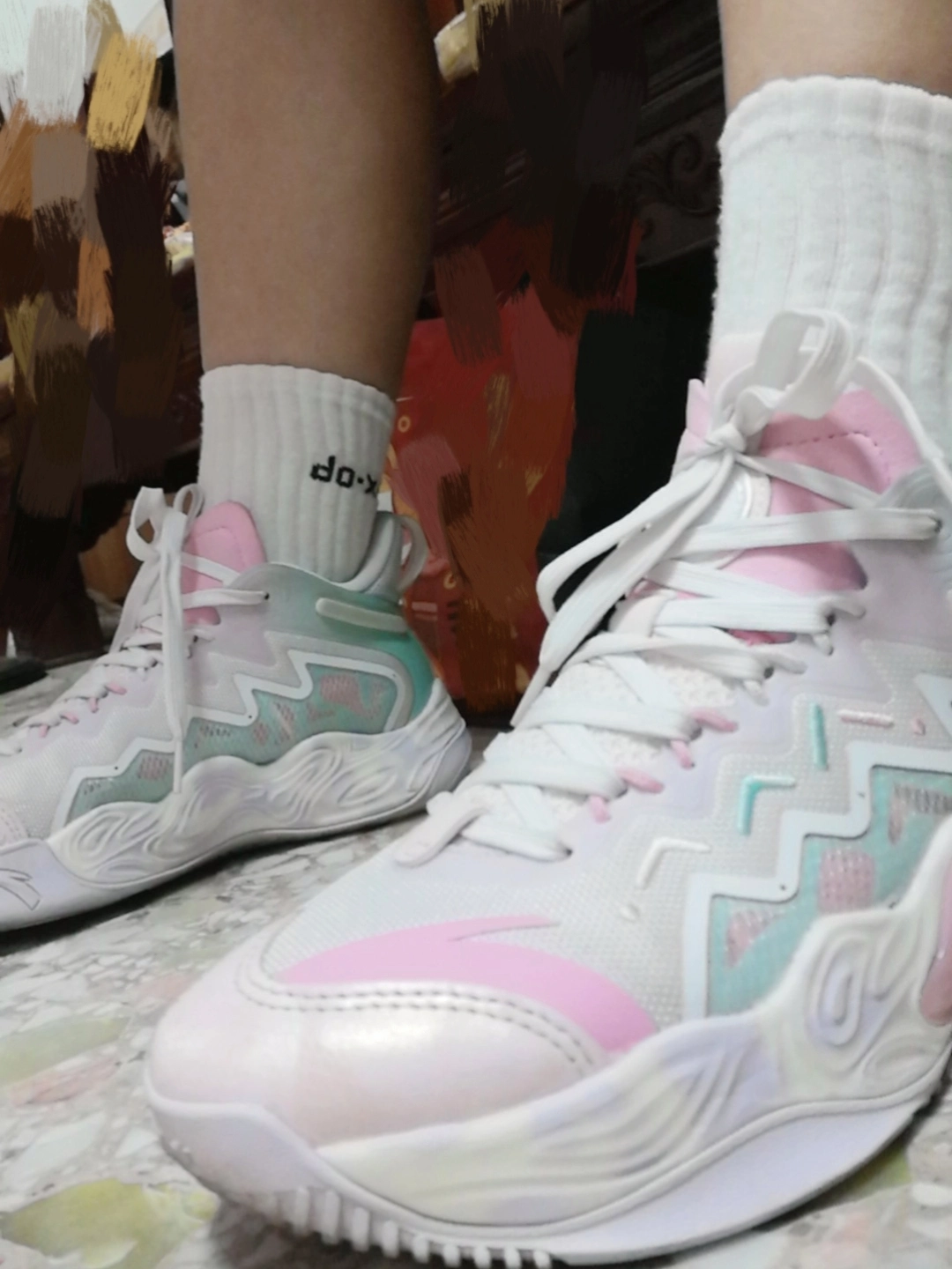 custom review-Anta Magic Cement Shock Absorbers Slip Resistant Abrasion Resistant Low top Basketball Shoes Women's Pink