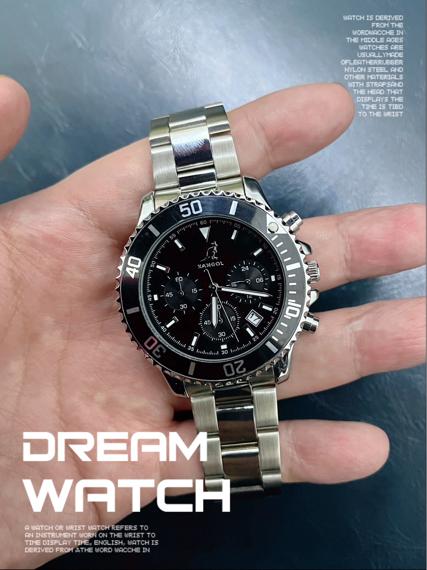 我戴的这款手表是袋鼠家的黑水鬼, 颜色就是男人的爱的沉稳黑色