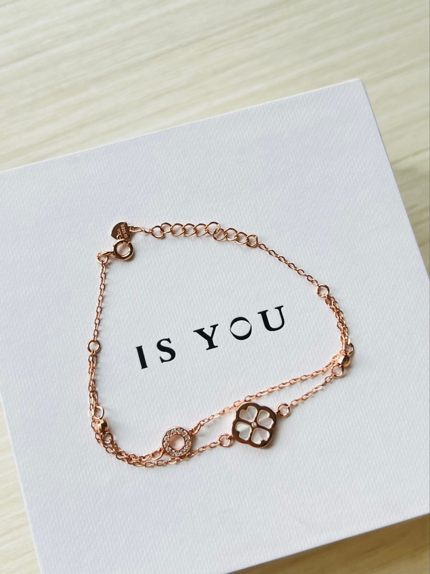 彩金双层四叶草小众设计款手链