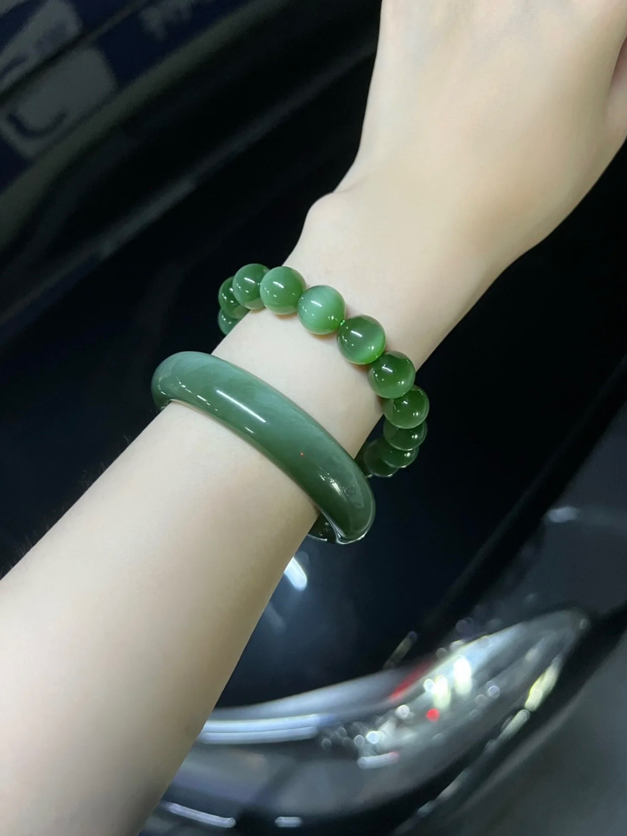 和田玉碧玉猫眼手镯手串