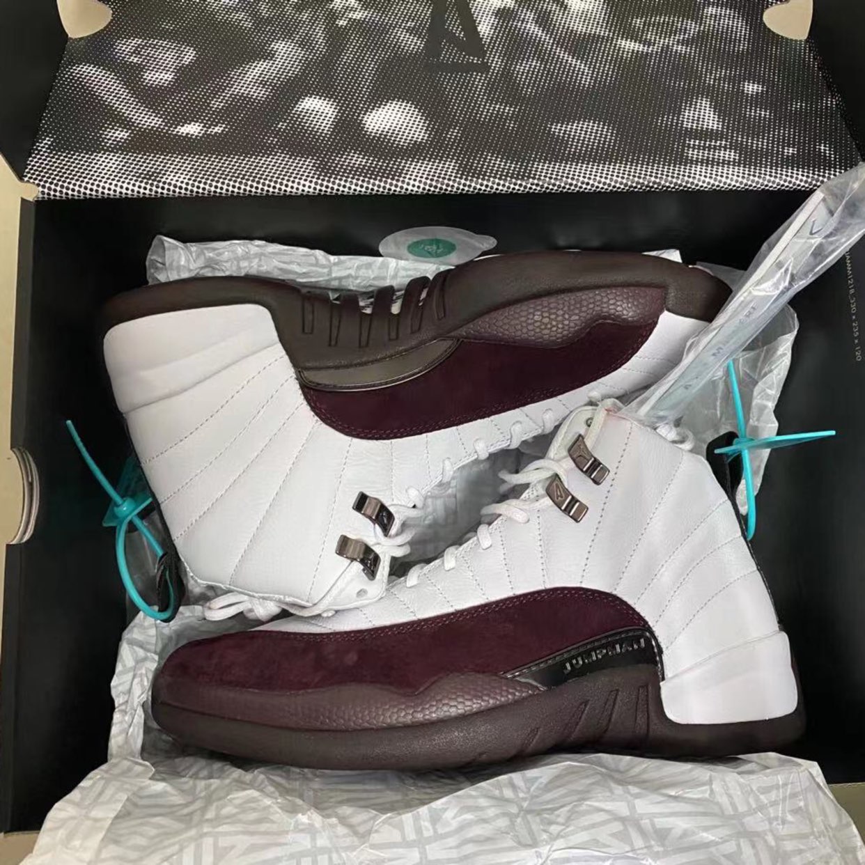 custom review-A MA MANIÉRE X JORDAN Air Jordan 12 'Белый' Высокий Топ Винтажные Баскетбольные Кроссовки Женские Белый Бургунди
