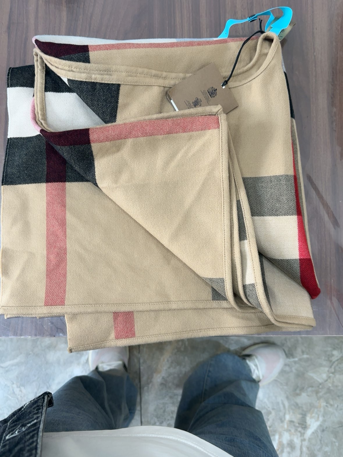 custom review-Burberry Women's Reversible Check Merino Wool Poncho Camel/Archive Beige