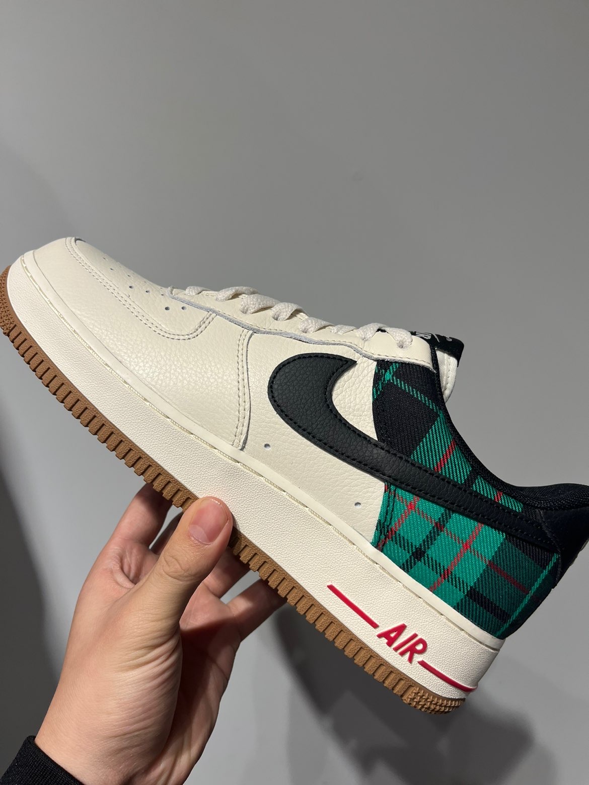 nike air force 1 白绿帆布格子