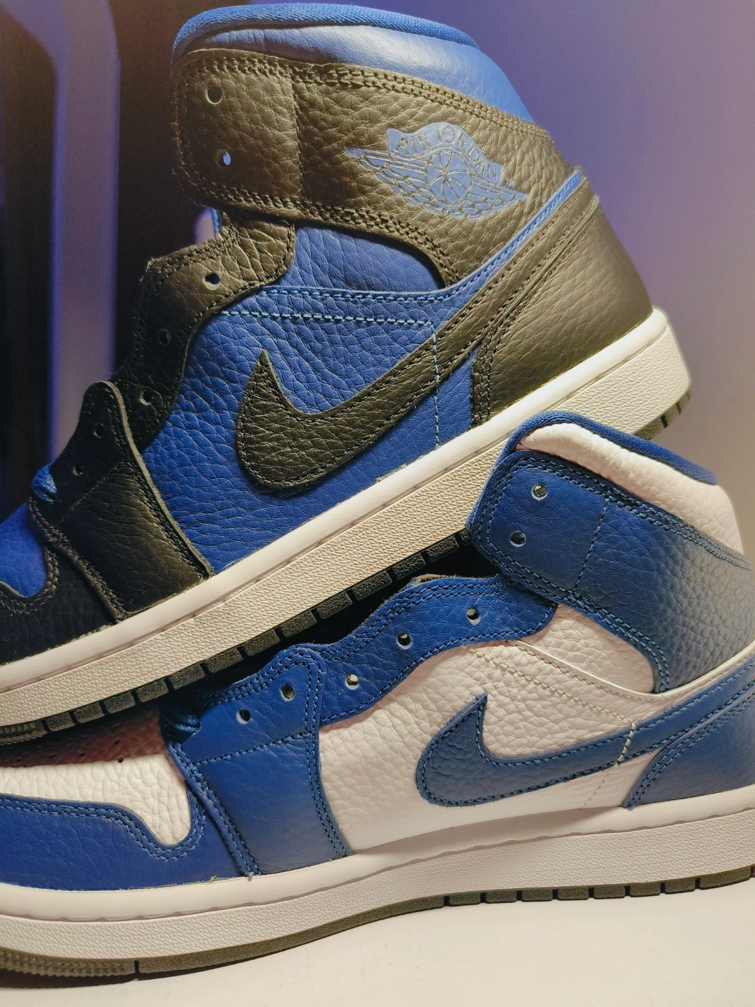 aj1 mid 蓝白黑 阴阳