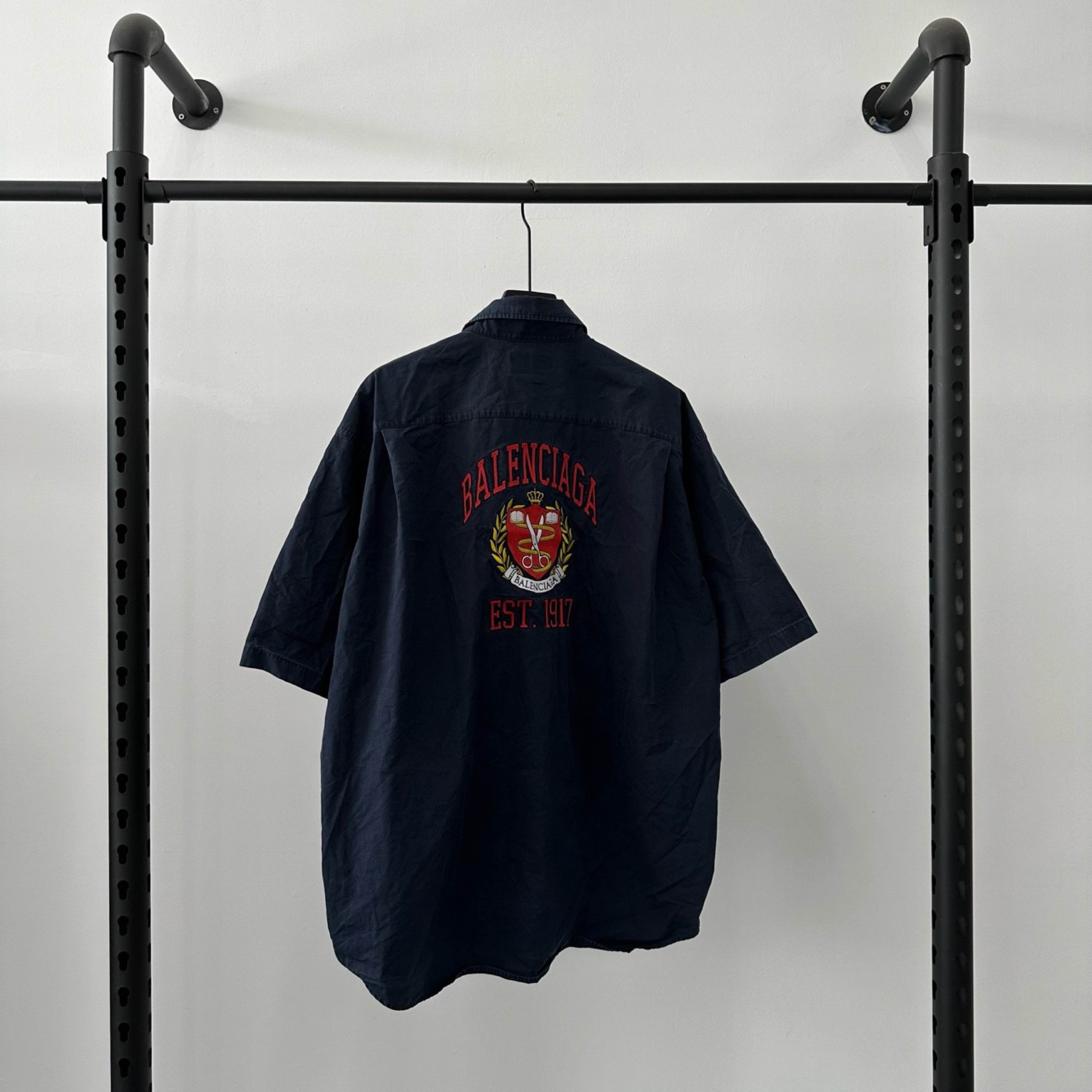 balenciaga 巴黎世家ss22 剪刀麦穗刺绣logo短袖衬衫