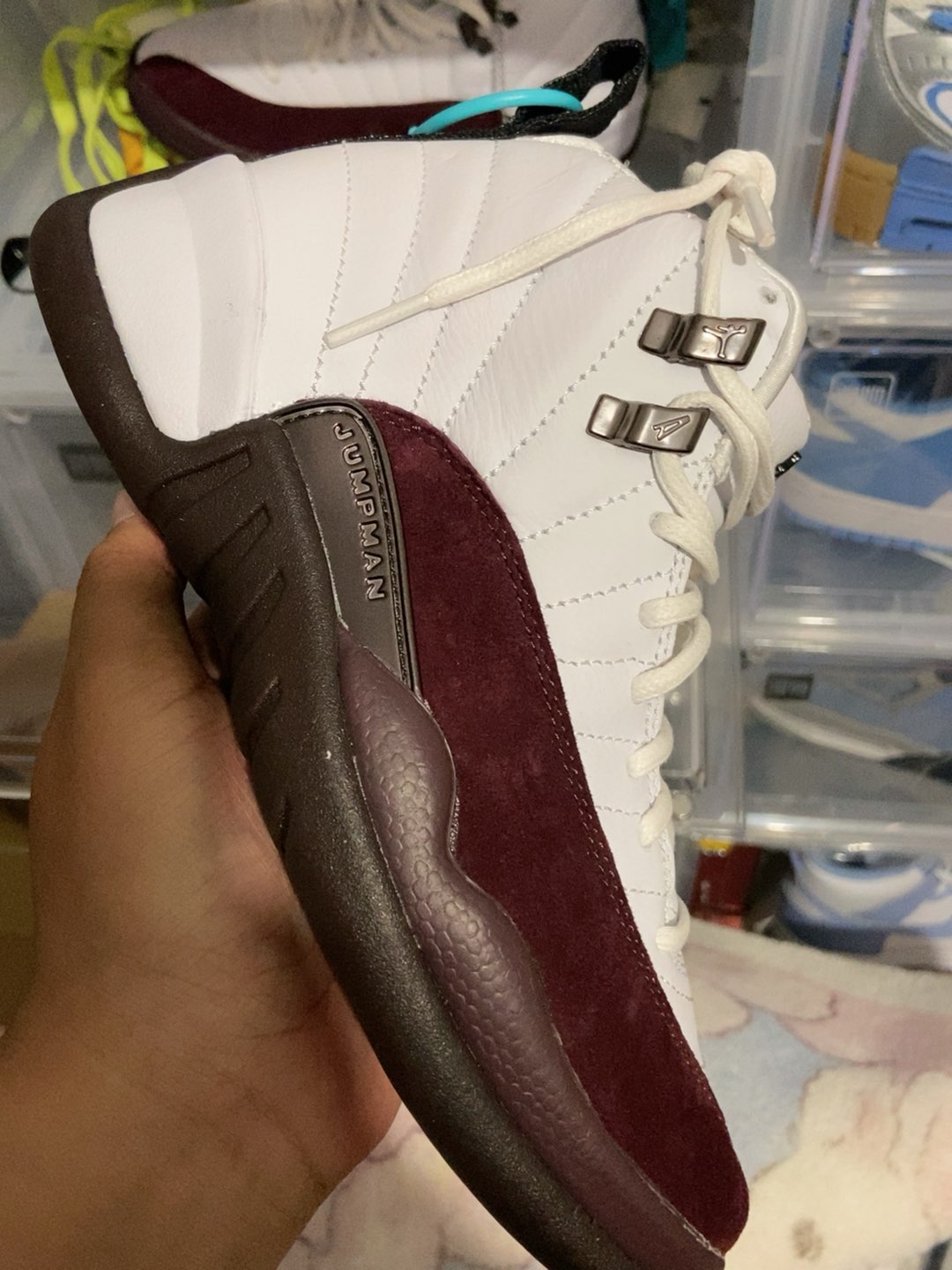 custom review-A MA MANIÉRE X JORDAN Air Jordan 12 'Белый' Высокий Топ Винтажные Баскетбольные Кроссовки Женские Белый Бургунди