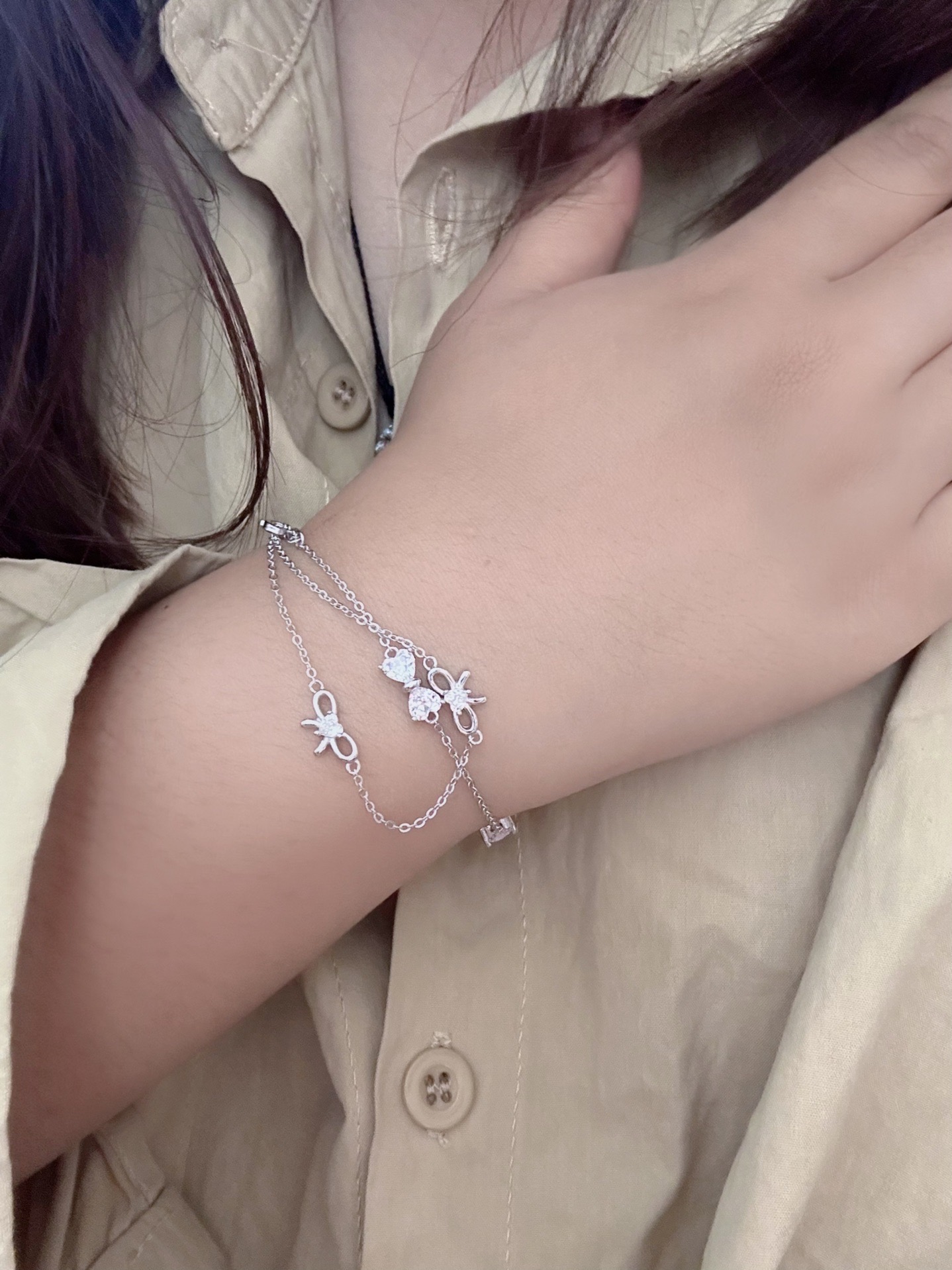 超美的蝴蝶双链条手链