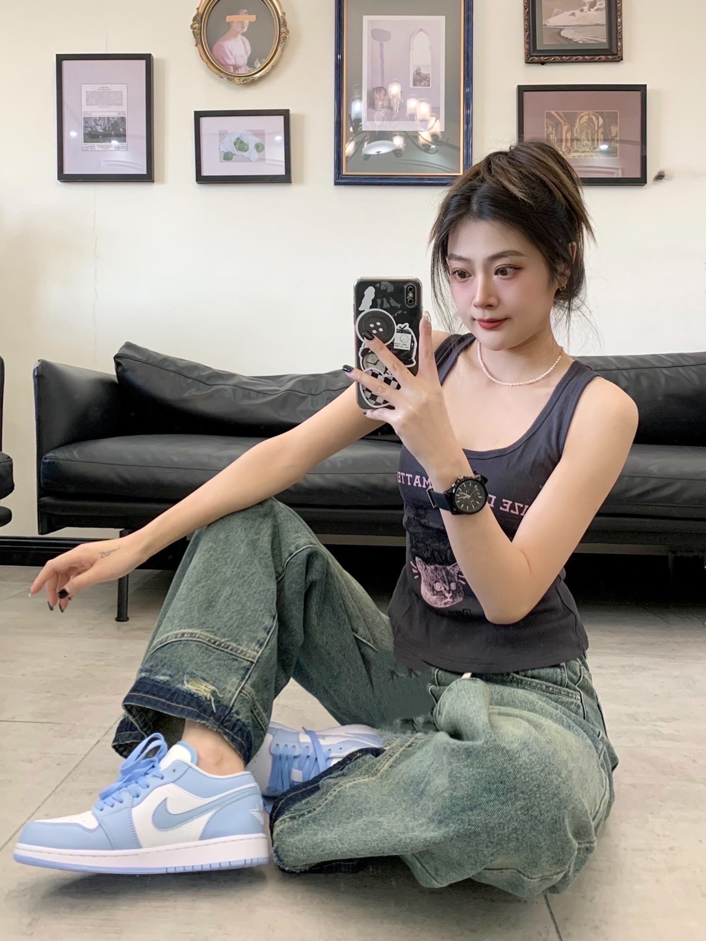 辣妹穿搭|aj1低帮白蓝配色太适合春夏了吧?