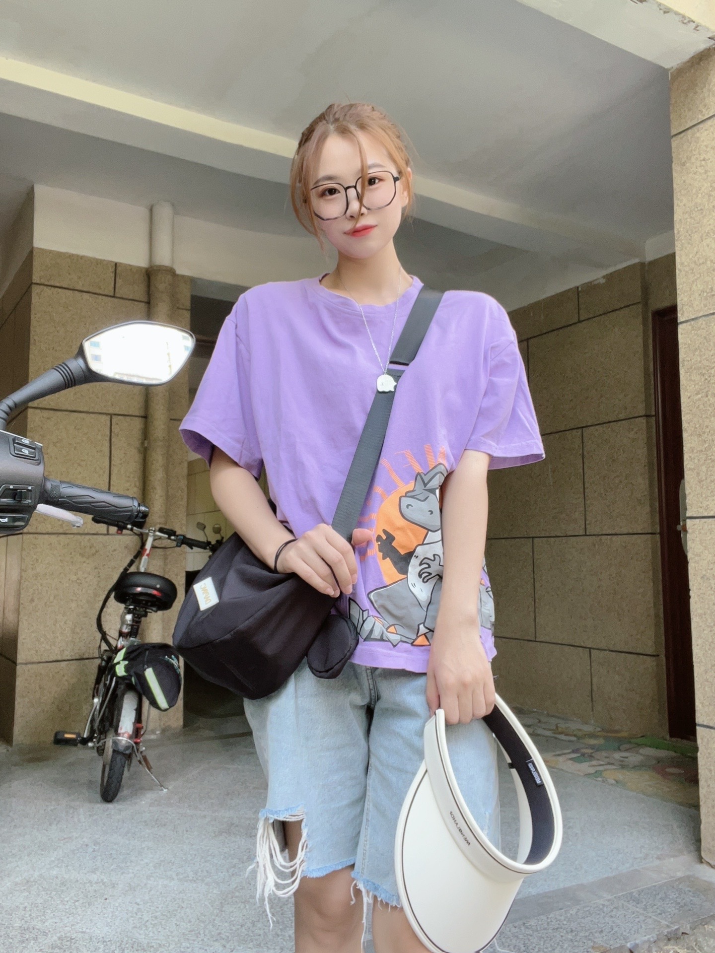 无框眼镜 #紫色系穿