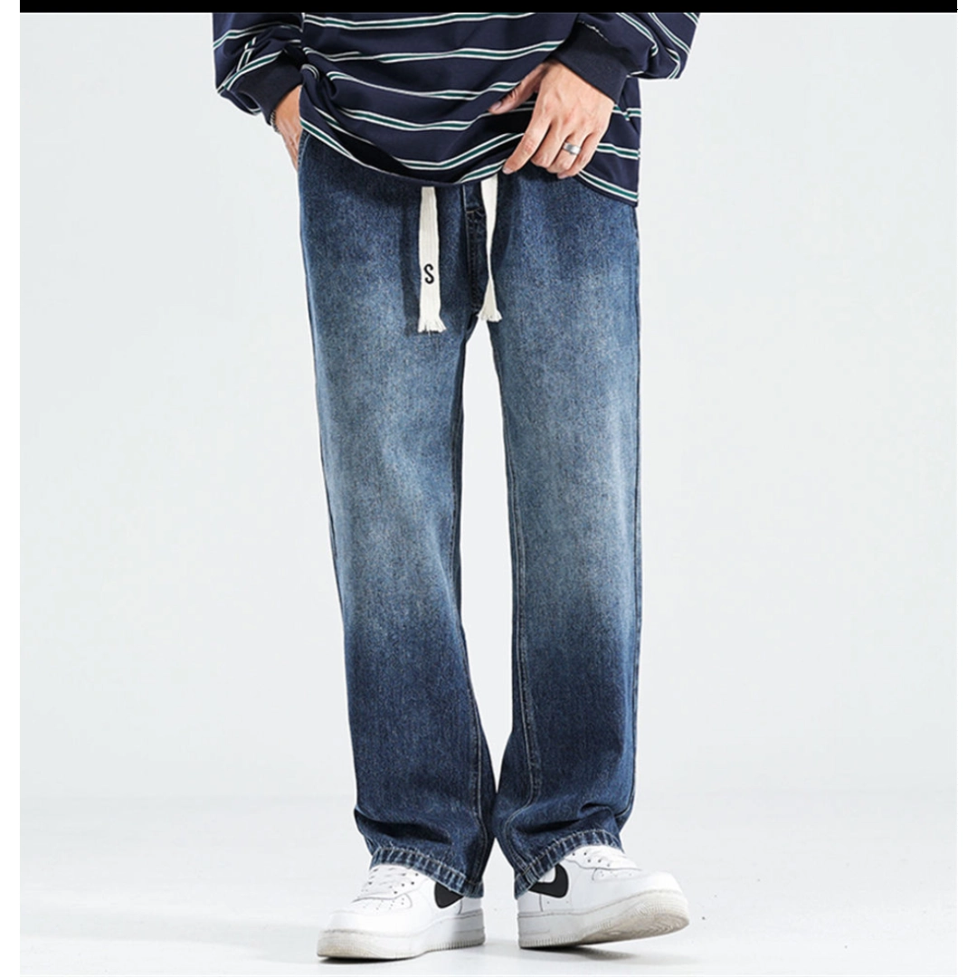 直筒牛仔裤男士春秋夏季薄款美式潮牌复古宽松阔腿休闲长裤子男生